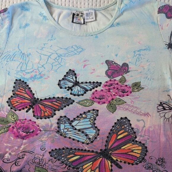 Colorful Butterfly and Floral Long Sleeve Top - Picture 7 of 7